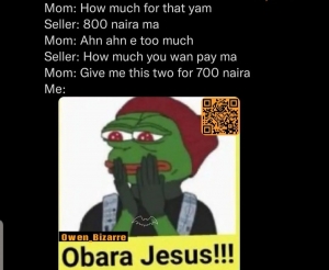 When African mothers price yam...